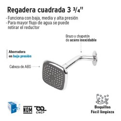 Regadera Cuadrada 3 ¾'' FOSET