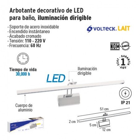 Arbotante Decorativo de LED para Baño Iluminación Dirigible FOSET