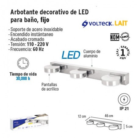 Arbotante Decorativo de LED para Baño Fijo FOSET