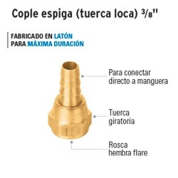 Cople Espiga Tuerca Loca 3/8'' FOSET