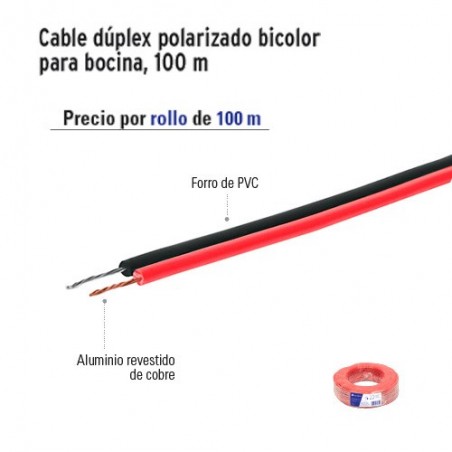 Cable Dúplex Polarizado Bicolor para Bocina100 m VOLTECK