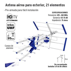 Antena Aérea para Exterior 21 Elementos VOLTECK