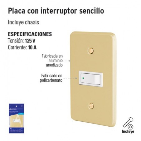 Placa con Interruptor Sencillo VOLTECK