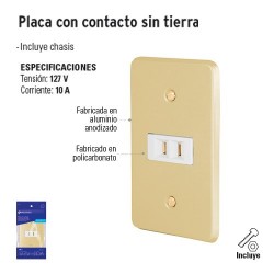 Placa con Contacto sin Tierra VOLTECK