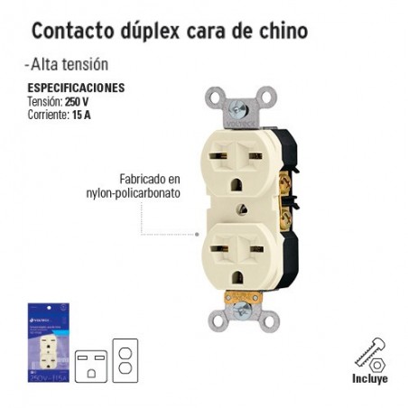 Contacto Dúplex Cara de Chino VOLTECK