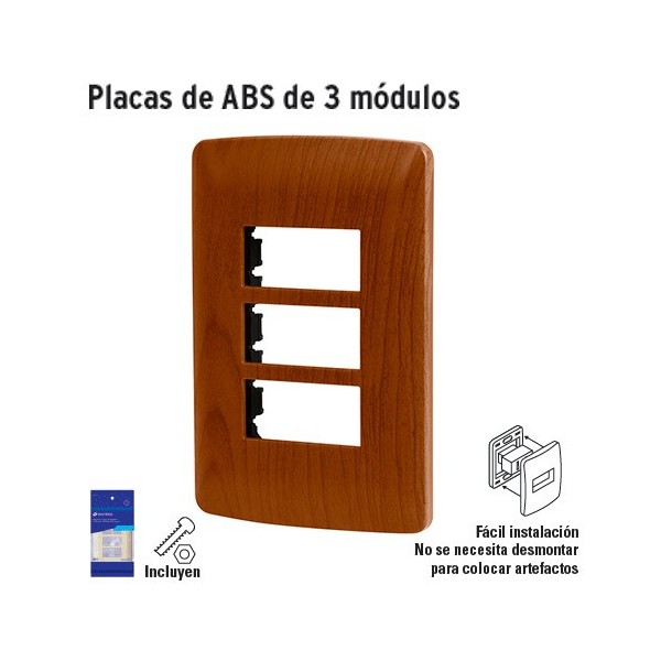 Placas de ABS de 3 Módulos VOLTECK