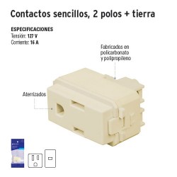 Contactos Sencillos 2 Polos + Tierra VOLTECK