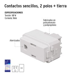 Contactos Sencillos 2 Polos + Tierra VOLTECK