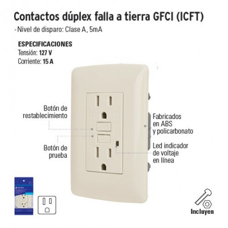 Contacto Dúplex Falla a Tierra GFCI (ICFT) VOLTECK