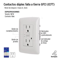 Contacto Dúplex Falla a Tierra GFCI (ICFT) VOLTECK
