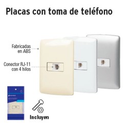 Placa con Toma de Telefono VOLTECK