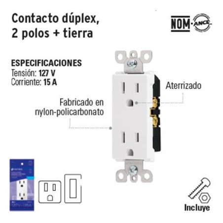 Contacto Duplex 2 Polos + Tierra VOLTECK
