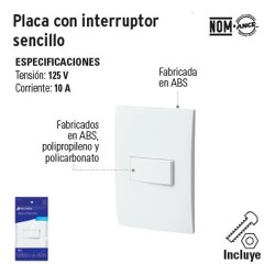 Placa con Interruptor Sencillo VOLTECK