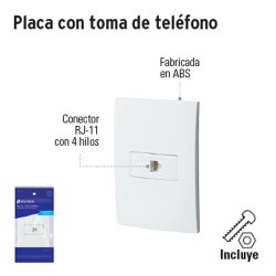 Placa con Toma de Telefono VOLTECK