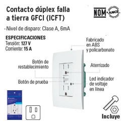 Contacto Duplex Falla a Tierra GFCI (ICFT) VOLTECK
