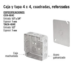 Caja y Tapa 4 x 4 Cuadrada Redorzada VOLTECK