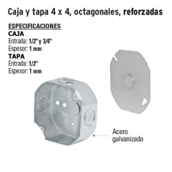 Caja y Tapa 4 x 4 Octagonales Reforzadas VOLTECK