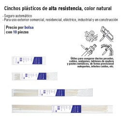 Cincho Plastico de Alta Resistencia Color Natural VOLTECK