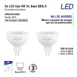 Lampara de LED Tipo MR 16 Base GX5.3 VOLTECK