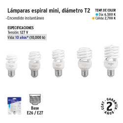 Lampara Espiral Mini Diametro T2 VOLTECK