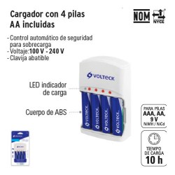 Cargador con 4 Pilas AA Incluidas VOLTECK