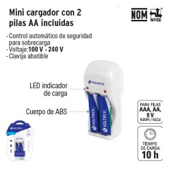 Mini Cargador con 2 Pilas AA Incluidas VOLTECK