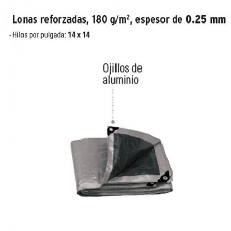 Lona Reforzada 180 g/m² Espesor de 0.25 mm Gris  TRUPER