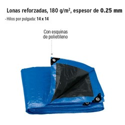 Lona Reforzada 180 g/m² Espesor de 0.25 mm Azul TRUPER