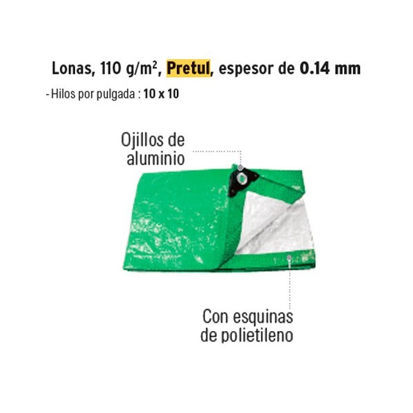 Lona 110 g/m² Espesor de 0.14 mm PRETUL