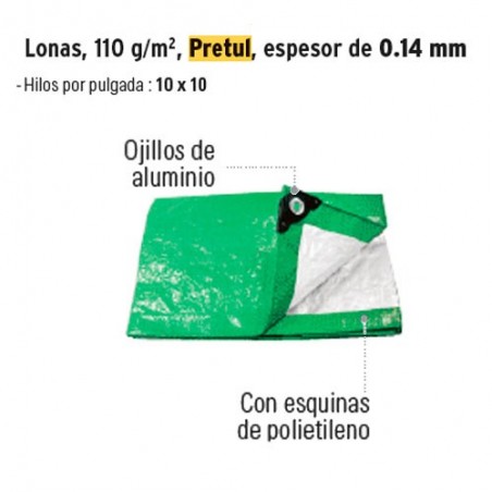 Lona 110 g/m² Espesor de 0.14 mm PRETUL