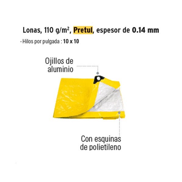 Lona 110 g/m² Espesor de 0.14 mm PRETUL