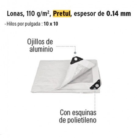 Lona 110 g/m² Espesor de 0.14 mm PRETUL