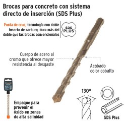 Broca para Concreto con Sistema Directo de Insercion (SDS Plus) TRUPER