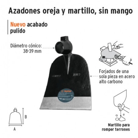 Azadones Oreja y Martillo sin Mango TRUPER