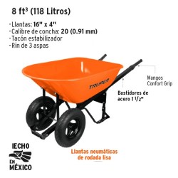 Carretilla 8 ft³ (118 Litros) Doble Llanta TRUPER