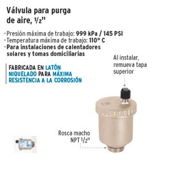 Valvula para Purga de Aire 1/2" FOSET