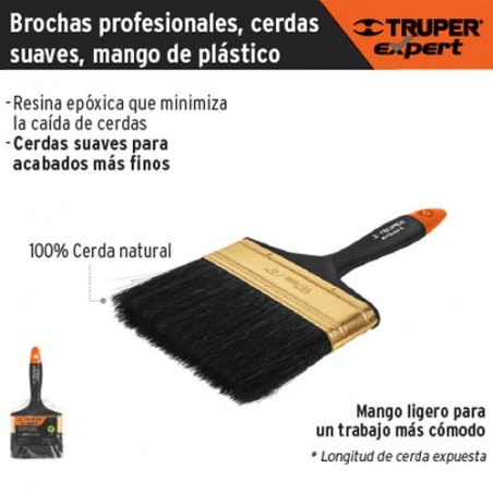 Brocha Profesional Cerdas Suaves Mango de Plastico TRUPER