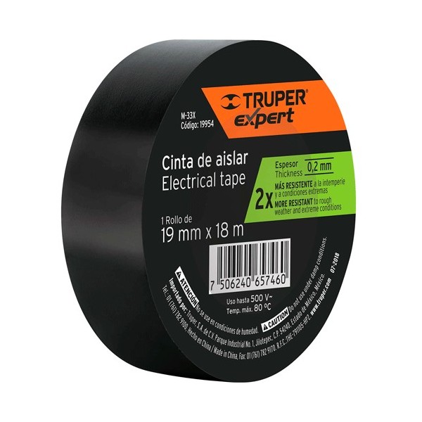 Cinta de Aislar Profesional 18 m x 19 mm TRUPER