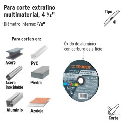 Disco Abrasivo 4 1/2" para Corte Multimaterial TRUPER