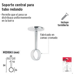 Soporte Central para Tubo Redondo de Closet HERMEX