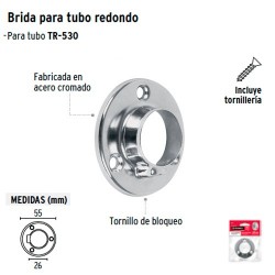 Brida Cromada para Tubo Redondo de Closet HERMEX