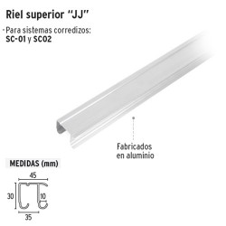 Riel Superior "JJ" de Aluminio para Puerta Corrediza HERMEX