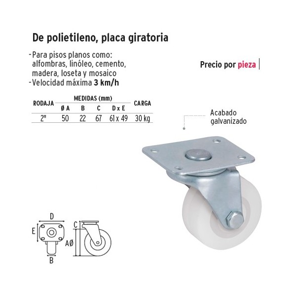 Rodaja de Polietileno Placa Giratoria FIERO