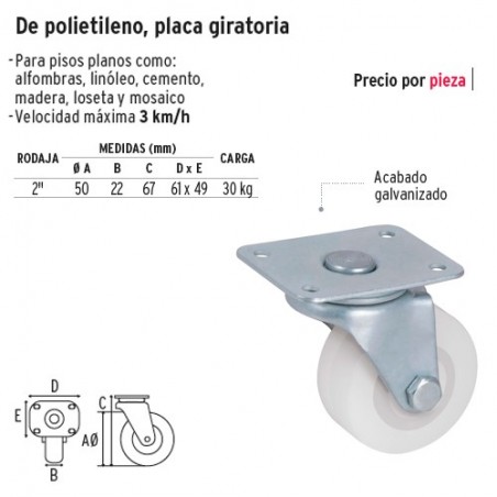 Rodaja de Polietileno Placa Giratoria FIERO