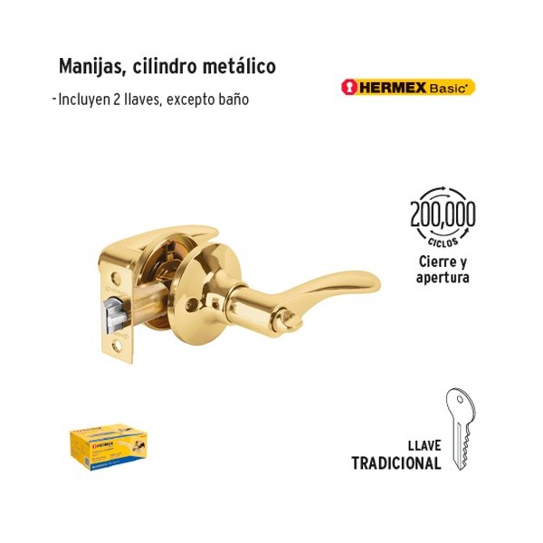 Cerradura de Manija Cilindro Metalico HERMEX BASIC