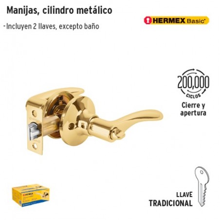 Cerradura de Manija Cilindro Metalico HERMEX BASIC