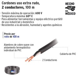 Cable Uso Extra Rudo 2 Conductores 100 m VOLTECK