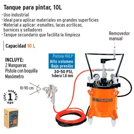 Tanque para Pintura con Manguera y Pistola 10L TRUPER