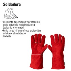 Guantes de Carnaza Puño Largo para Soldador TRUPER