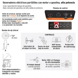 Generador Electrico Portatil con Motor a Gasolina Alta Potencia 12,000 TRUPER